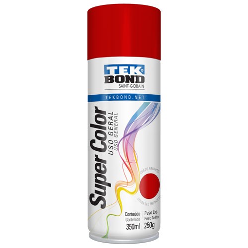 TINTA AEROSOL VERMELHO USO GERAL BRILHANTE 350ML - TEK BOND