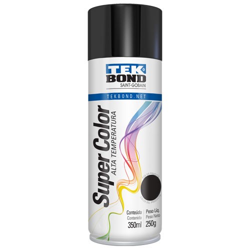 TINTA AEROSOL ALTA TEMPERATURA PRETA 350ML - TEK BOND